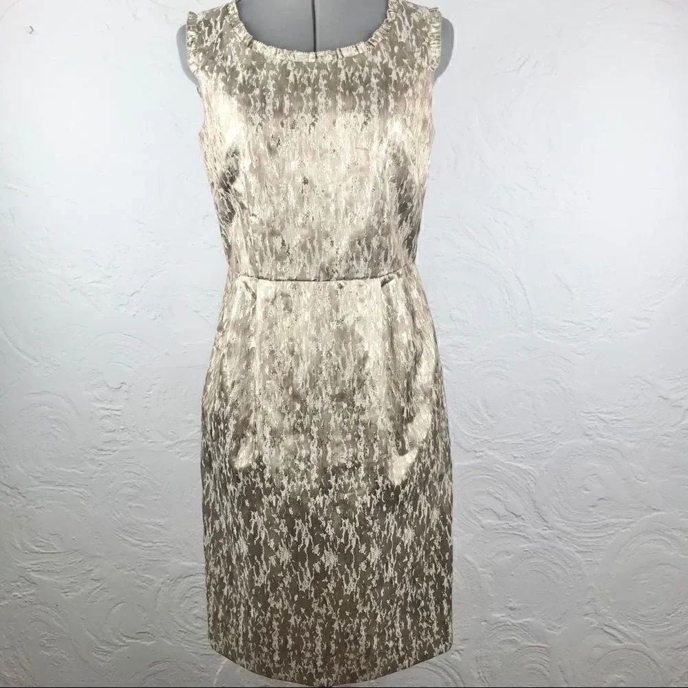 Alex Marie metallic Gold sleeveless Pencil Dress